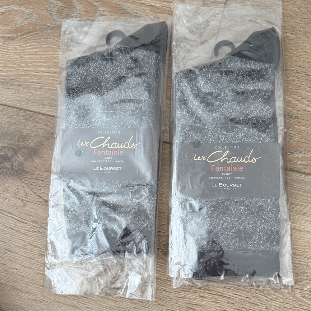 Le Bourget brand glitter socks from their "Les Chauds Fantaisie" collection.